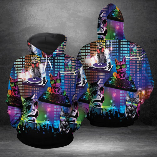 Funny DJ Cat All Over Print 3D Hoodie For Men And Women, Best Gift For Cat lovers, Best Outfit Christmas
