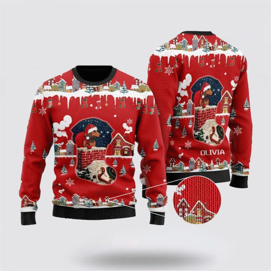 Funny Dachshund Santa Claus Christmas Ugly Christmas Sweater For Men And Women, Best Gift For Christmas, The Beautiful Winter Christmas Outfit