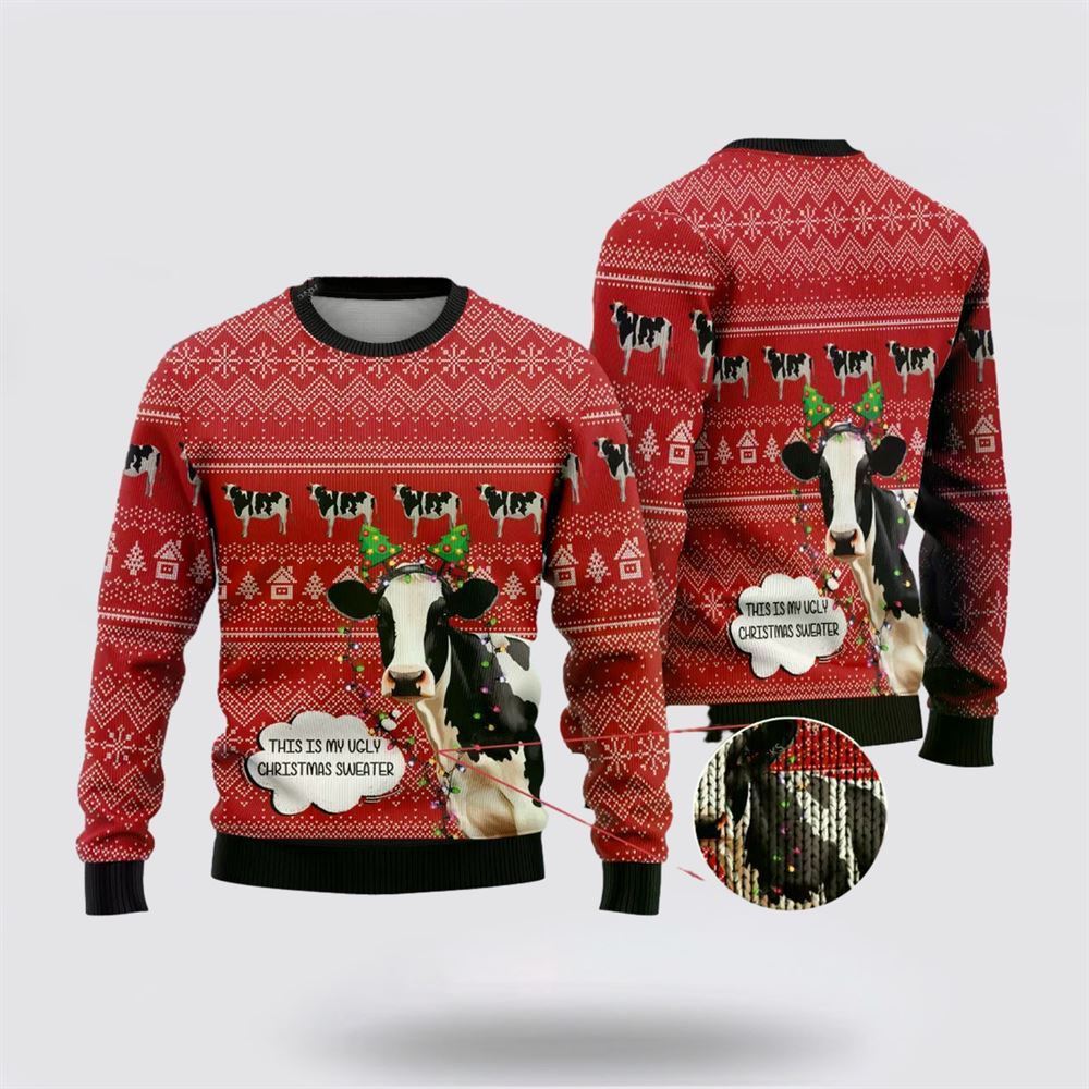Funny Dairy Cattle Ugly Christmas Sweater, Farm Sweater, Christmas Gift, Best Winter Outfit Christmas