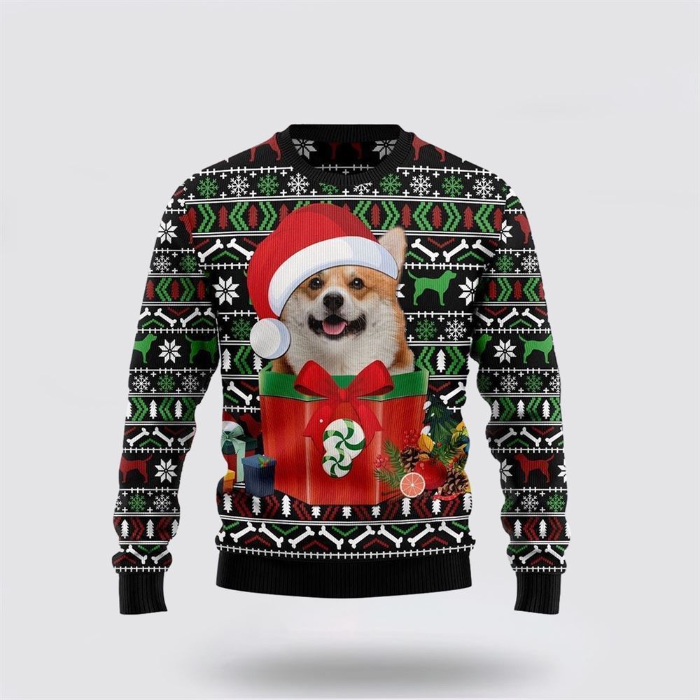 Funny Dog In The Gift Box Ugly Christmas Sweater For Men And Women, Gift For Christmas, Best Winter Christmas Outfit