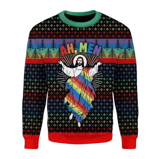 Funny Jesus Lgbt Ugly Christmas Sweater For Men & Women Adult - Jesus Christ Sweater - Christian Shirts Gifts Idea