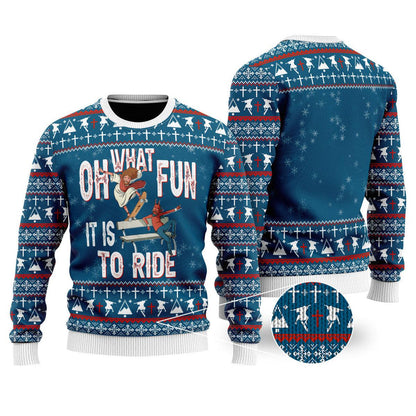 Funny Jesus Ride Skateboarding With Satan Ugly Christmas Sweater For Men & Women - Jesus Christ Sweater