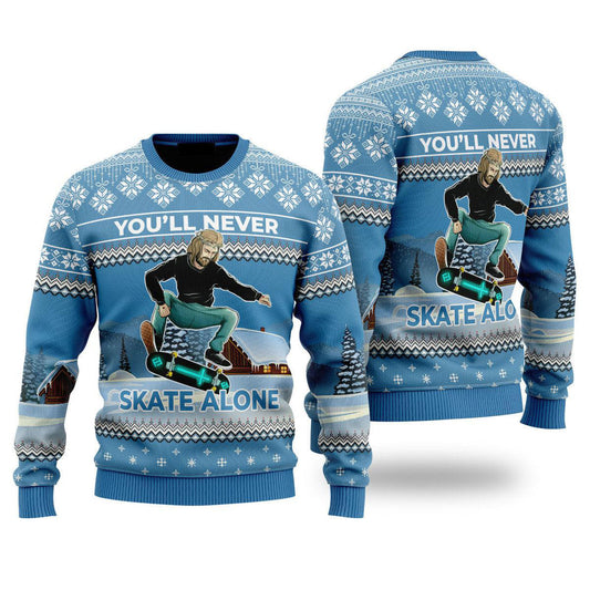 Funny Jesus Skateboarding Ugly Christmas Sweater For Men & Women - Jesus Christ Sweater - Christian Shirts Gifts Idea