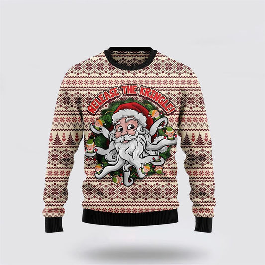 Funny Santa Claus Release the Kringle Ugly Christmas Sweater For Men And Women, Best Gift For Christmas, The Beautiful Winter Christmas Outfit