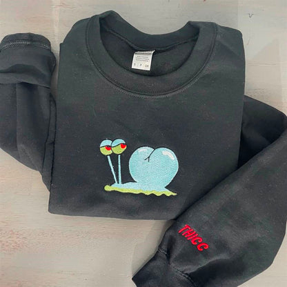 Funny Snail Embroidered Sweatshirt, Women's Embroidered Sweatshirts