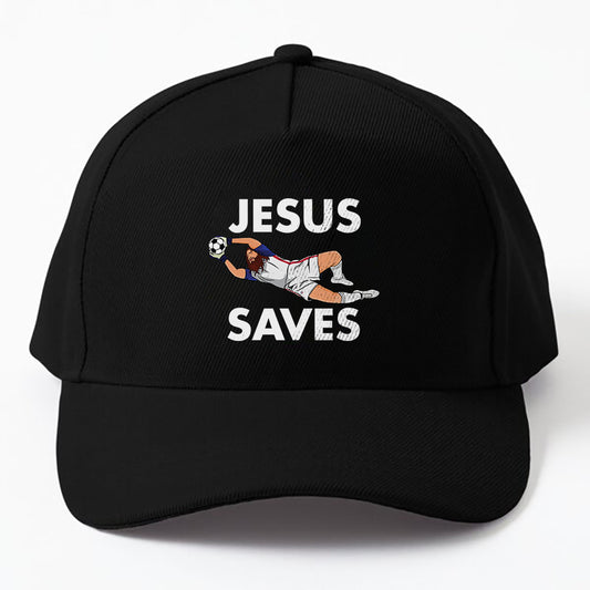 Funny Soccer Christian Tees Jesus Saves Cap