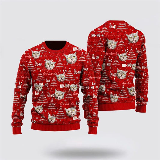 Funny Tabby Cat Pattern Ugly Christmas Sweater For Men And Women, Best Gift For Christmas, Christmas Fashion Winter
