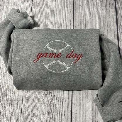Game Day Embroidered Sweatshirt, Women's Embroidered Sweatshirts