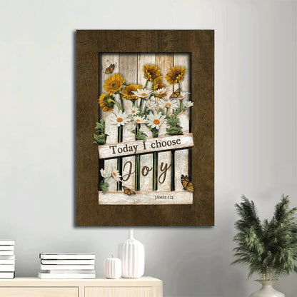 Garden Daisy Flower Sunflower Orange Butterfly Today I Choose Joy Canvas Wall Art - Christian Gift