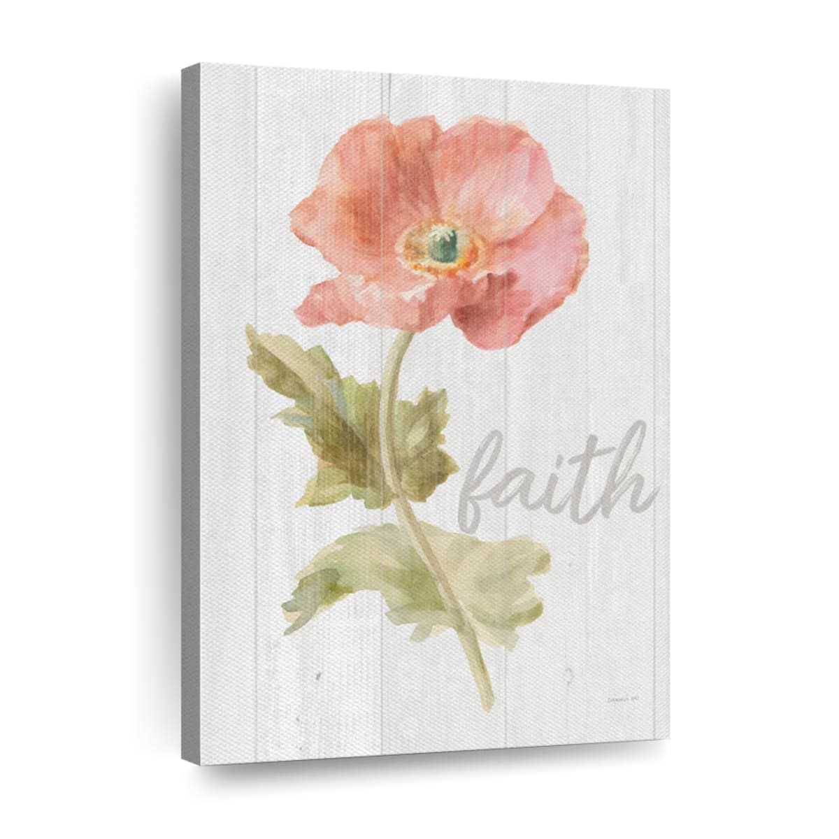 Garden Poppy On Wood Faith Canvas Wall Art - Christian Wall Decor Art - Religious Wall Decor