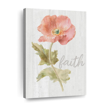 Garden Poppy On Wood Faith Canvas Wall Art - Christian Wall Decor Art - Religious Wall Decor