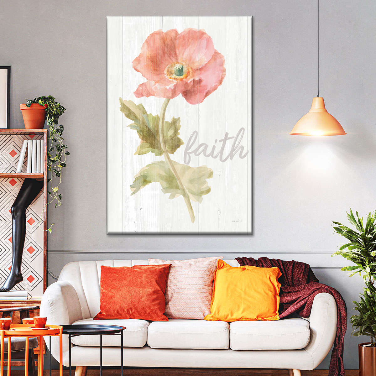 Garden Poppy On Wood Faith Canvas Wall Art - Christian Wall Decor Art - Religious Wall Decor