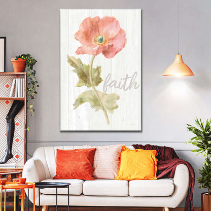 Garden Poppy On Wood Faith Canvas Wall Art - Christian Wall Decor Art - Religious Wall Decor