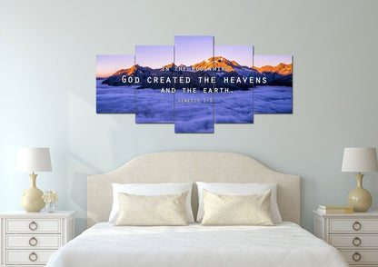 Genesis 11 God Created The Heavens And Earth Wall Art Canvas Print - Christian Canvas Wall Art