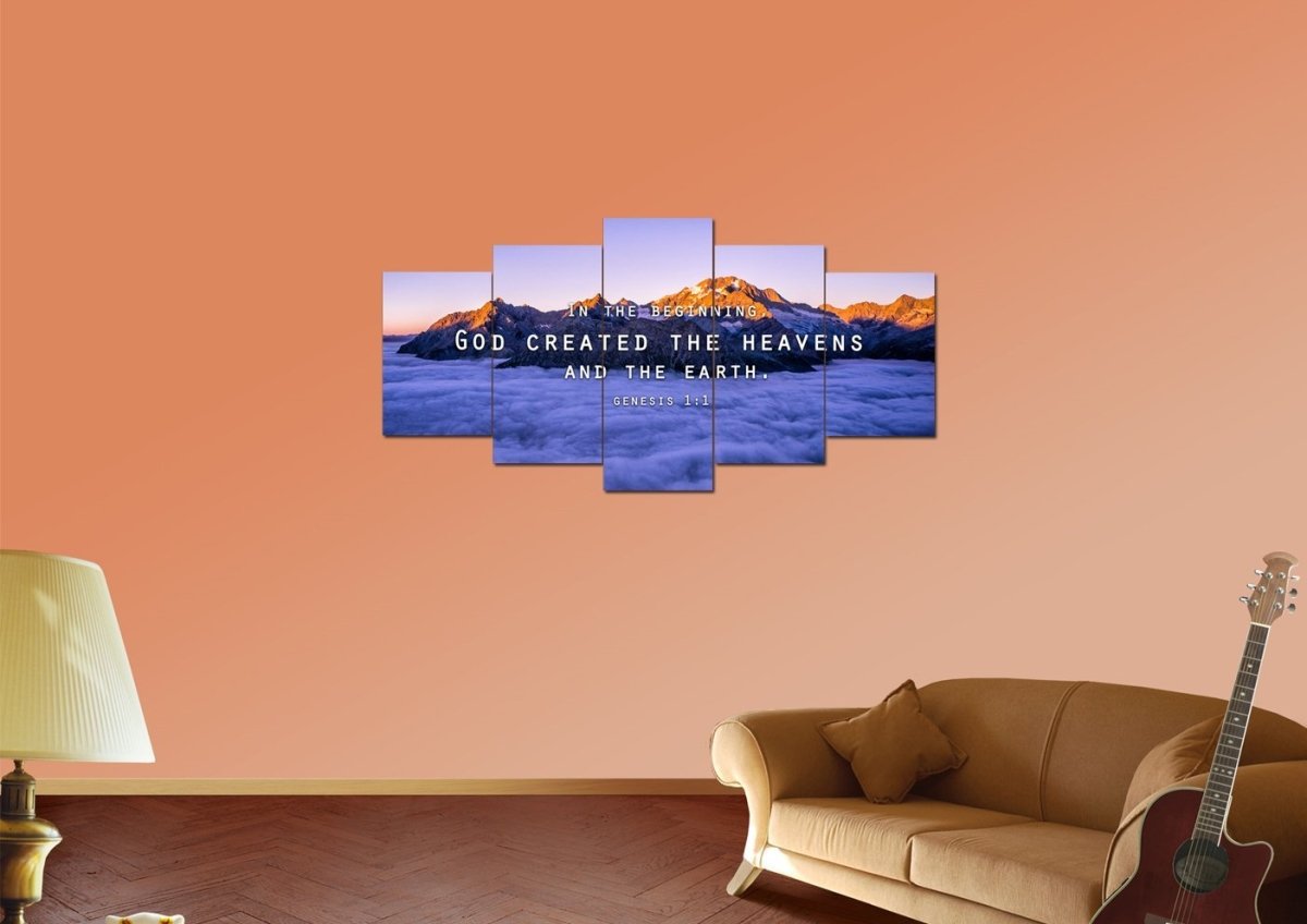 Genesis 11 God Created The Heavens And Earth Wall Art Canvas Print - Christian Canvas Wall Art