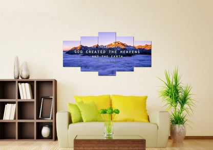 Genesis 11 God Created The Heavens And Earth Wall Art Canvas Print - Christian Canvas Wall Art