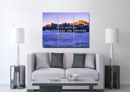 Genesis 11 God Created The Heavens And Earth Wall Art Canvas Print - Christian Canvas Wall Art