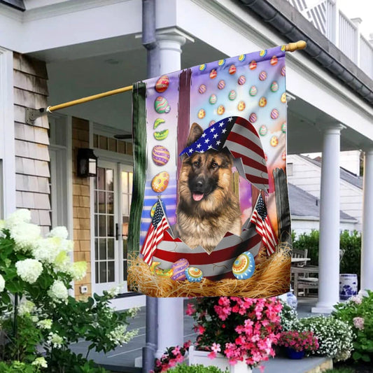 German Shepherd American Easter House Flags - Happy Easter Garden Flag - Decorative Easter Flags