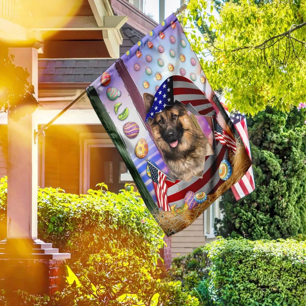 German Shepherd American Easter House Flags - Happy Easter Garden Flag - Decorative Easter Flags