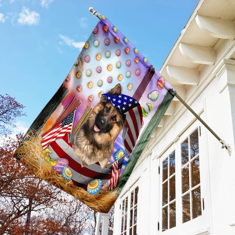 German Shepherd American Easter House Flags - Happy Easter Garden Flag - Decorative Easter Flags