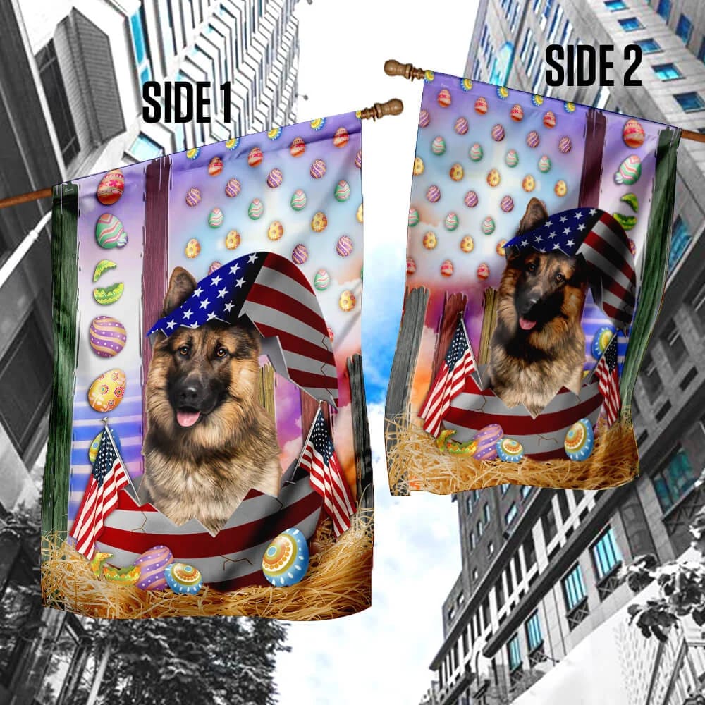 German Shepherd American Easter House Flags - Happy Easter Garden Flag - Decorative Easter Flags