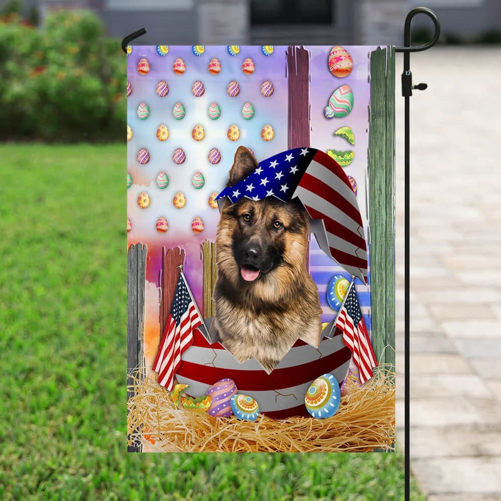 German Shepherd American Easter House Flags - Happy Easter Garden Flag - Decorative Easter Flags