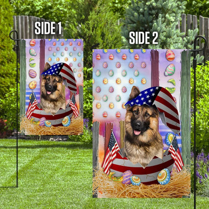 German Shepherd American Easter House Flags - Happy Easter Garden Flag - Decorative Easter Flags