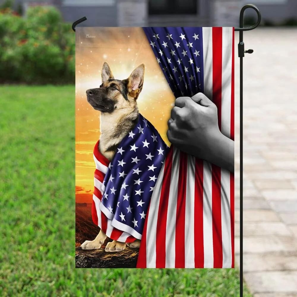 German Shepherd Christian Cross Flag - Outdoor Christian House Flag - Christian Garden Flags