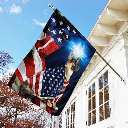 German Shepherd Christian Cross House Flags - Christian Garden Flags - Outdoor Christian Flag