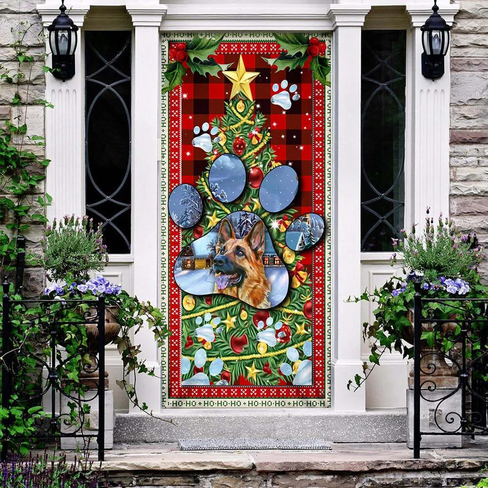 German Shepherd Dog Paw Christmas Door Cover - Christmas Outdoor Decoration
