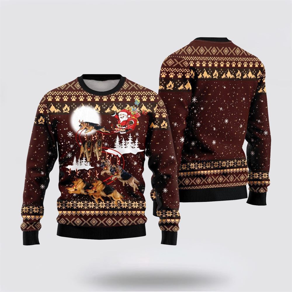 German Shepherd Dog Reindeers Car Ugly Christmas Sweater For Men And Women, Gift For Christmas, Best Winter Christmas Outfit