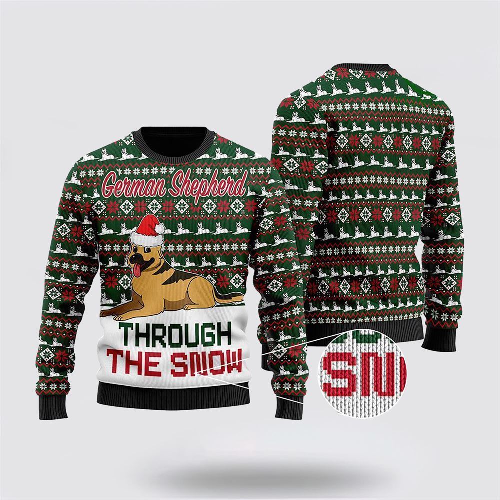 German Shepherd Dogs Through The Snow Ugly Christmas Sweater For Men And Women, Gift For Christmas, Best Winter Christmas Outfit