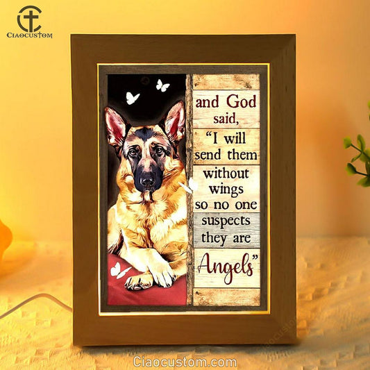 German Shepherd Drawing I Will Send Them Without Wings Frame Lamp
