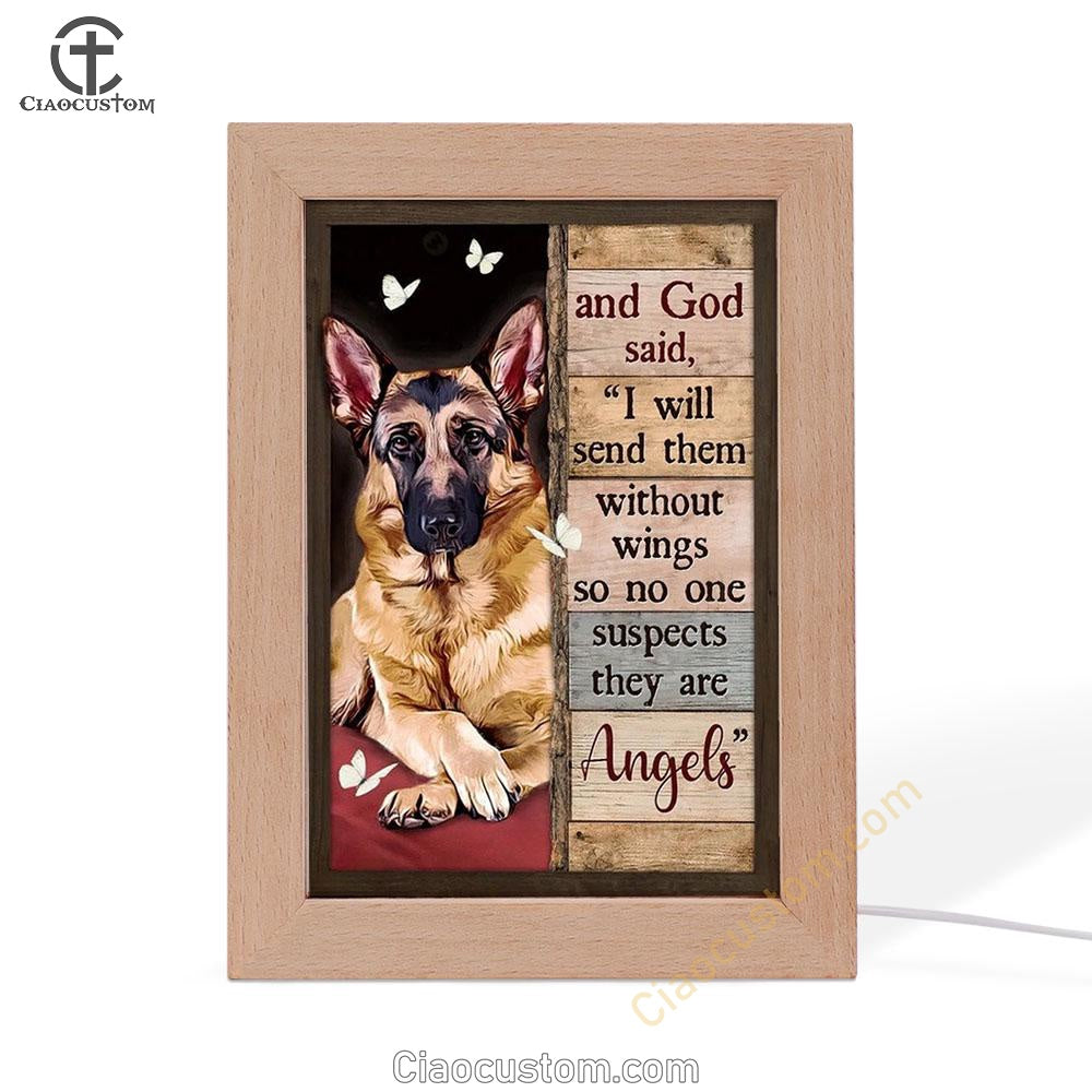 German Shepherd Drawing I Will Send Them Without Wings Frame Lamp