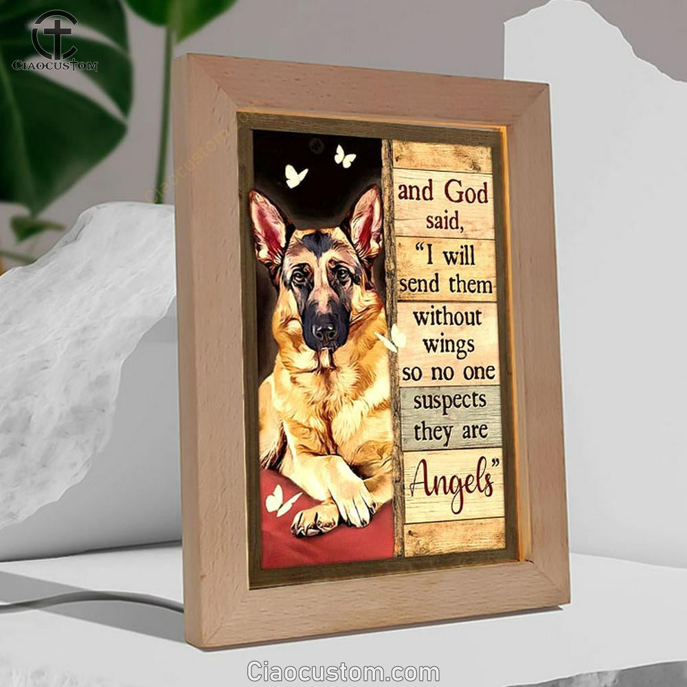 German Shepherd Drawing I Will Send Them Without Wings Frame Lamp