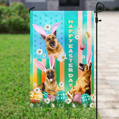 German Shepherd Easter House Flags - Happy Easter Garden Flag - Decorative Easter Flags