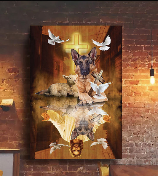 German Shepherd God In Water Canvas - Canvas Decor Ideas