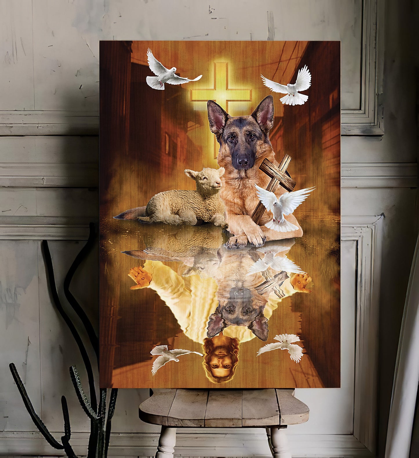 German Shepherd God In Water Canvas - Canvas Decor Ideas