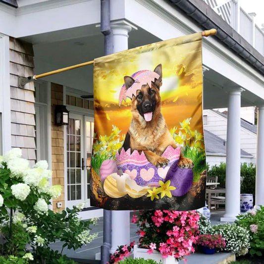 German Shepherd Is Ready For Easter House Flag - Happy Easter Garden Flag - Decorative Easter Flags