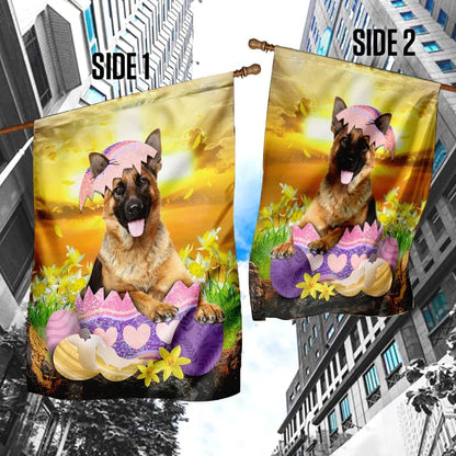 German Shepherd Is Ready For Easter House Flag - Happy Easter Garden Flag - Decorative Easter Flags