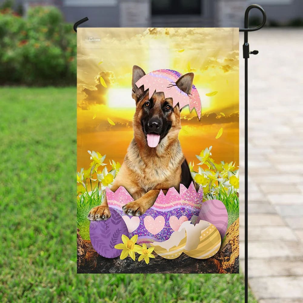 German Shepherd Is Ready For Easter House Flag - Happy Easter Garden Flag - Decorative Easter Flags