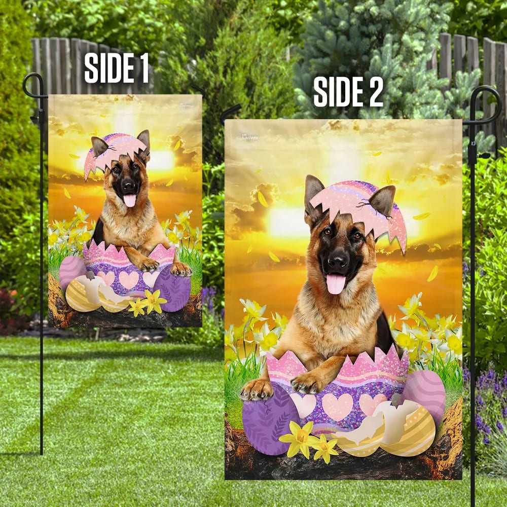 German Shepherd Is Ready For Easter House Flag - Happy Easter Garden Flag - Decorative Easter Flags