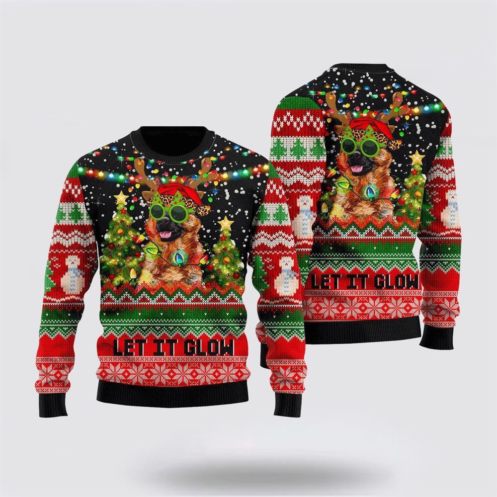 German Shepherd Let It Glow Ugly Christmas Sweater For Men And Women, Gift For Christmas, Best Winter Christmas Outfit