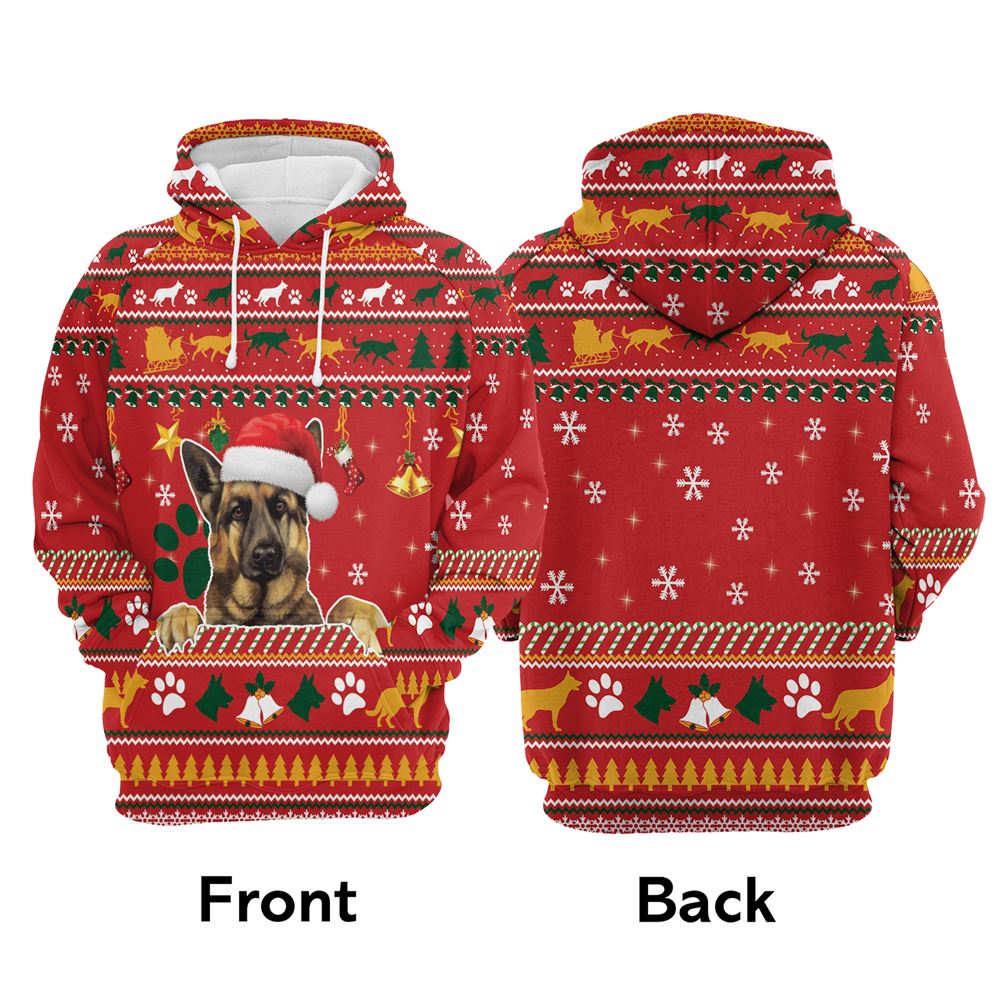 German Shepherd Waiting For Christmas All Over Print 3D Hoodie For Men And Women, Best Gift For Dog lovers, Best Outfit Christmas