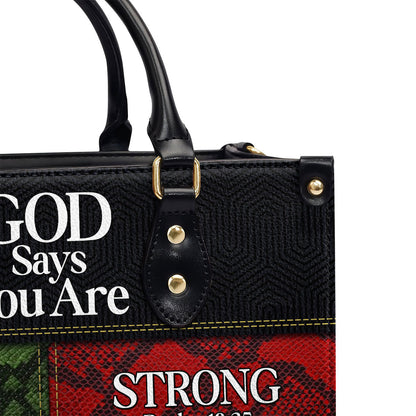Gift For Her God Says I Am  Personalized Leather Handbag With Zipper - Inspirational Gift Christian Ladies