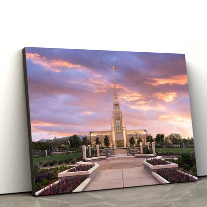 Gila Valley Arizona Temple Vibrant Sunset Canvas Wall Art - Jesus Christ Picture - Canvas Christian Wall Art