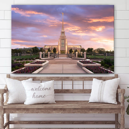 Gila Valley Arizona Temple Vibrant Sunset Canvas Wall Art - Jesus Christ Picture - Canvas Christian Wall Art