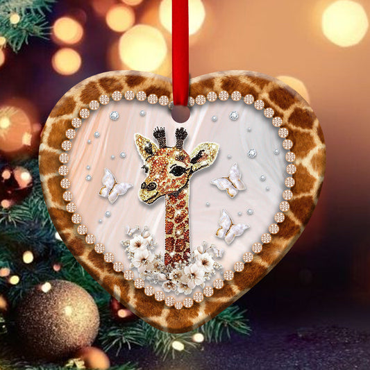 Giraffe 3 Heart Ceramic Ornament - Christmas Ornament - Christmas Gift