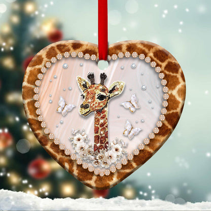 Giraffe 3 Heart Ceramic Ornament - Christmas Ornament - Christmas Gift