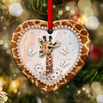 Giraffe 3 Heart Ceramic Ornament - Christmas Ornament - Christmas Gift